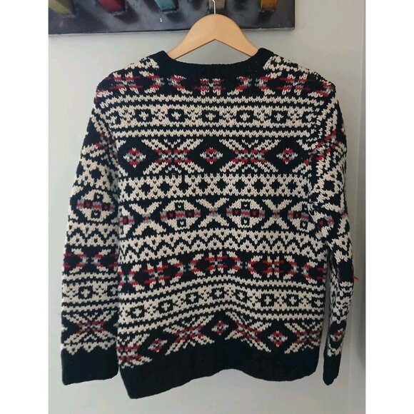 Vtg J. Crew Hand Knit 100% Lambswool V Neck Sweater Size Small Black Knit Winter - Picture 7 of 10